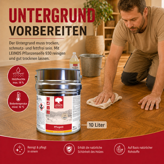 LEINOS 285 Pflegeöl 202 Weiß 10 Liter | Zur Behandlung aller geölten und gewachsten Flächen wie Holz, Kork und Linoleum im Innenbereich |