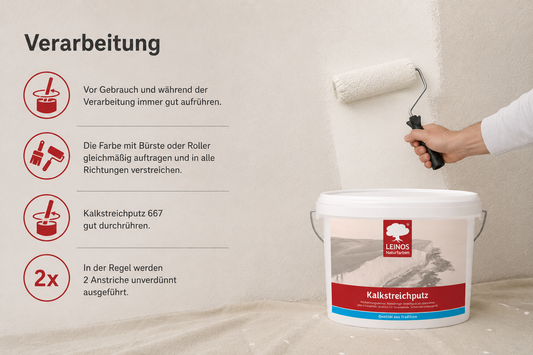 Kalkstreichputz 2,5 Liter für ca. 4–6 m² | Mineralischer Streichputz für Innenwände | Feuchtigkeitsregulierend | Schimmel vorbeugend | Für Feuchträume geeignet