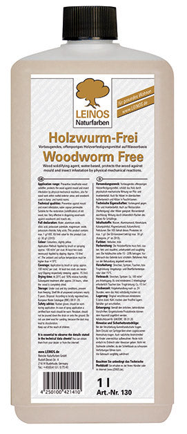 LEINOS Holzwurmfrei 130 | Holzschutz gegen Insekten- & Pilzbefall | Für Innen, überdachten Außenbereich & Feuchträume | Holzverfestiger mit physikalisch-mechanischer Wirkung | 1L