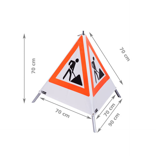 NESTLE Warnpyramide 70 cm, Schaufelmann (VZ123), weiß, mit Feder
