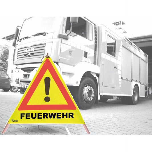 NESTLE Warnpyramide 90 cm, Achtung (VZ101), gelb, mit Mittelfuß