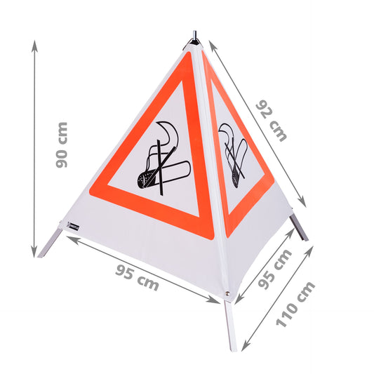 NESTLE Warnpyramide 90 cm, Rauchverbot (NZ01), weiß, mit Mittelfuß