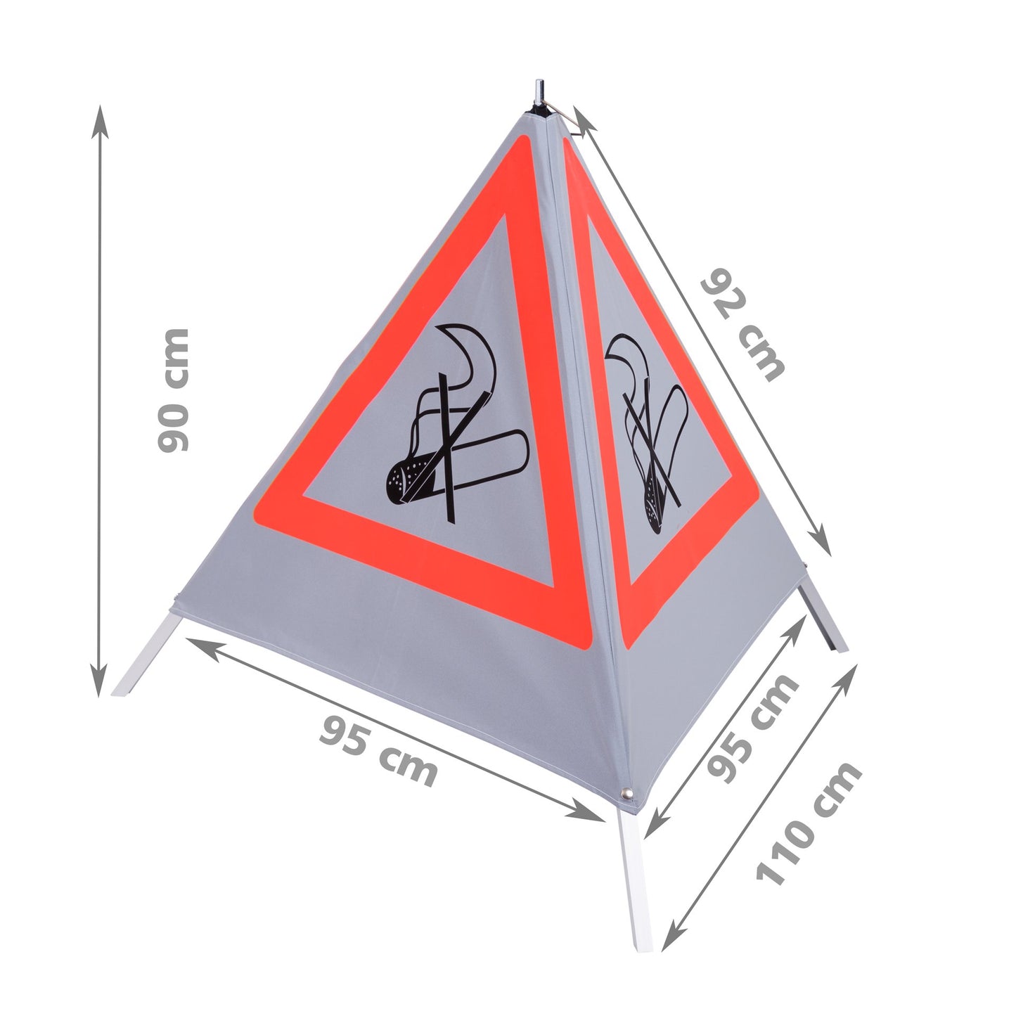 NESTLE Warnpyramide 90 cm, Rauchverbot (NZ01), retroreflektierend, mit Mittelfuß