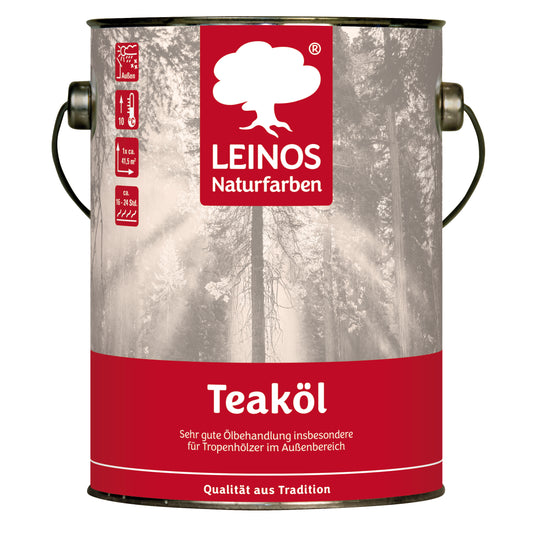 LEINOS Teaköl 223 – 2,5 Liter Holzschutzöl für außen, farblos, für Teak, Bangkirai & Tropenhölzer, imprägniert & frischt auf, pflanzliche Öle, offenporig, wasserabweisend, einfache Anwendung