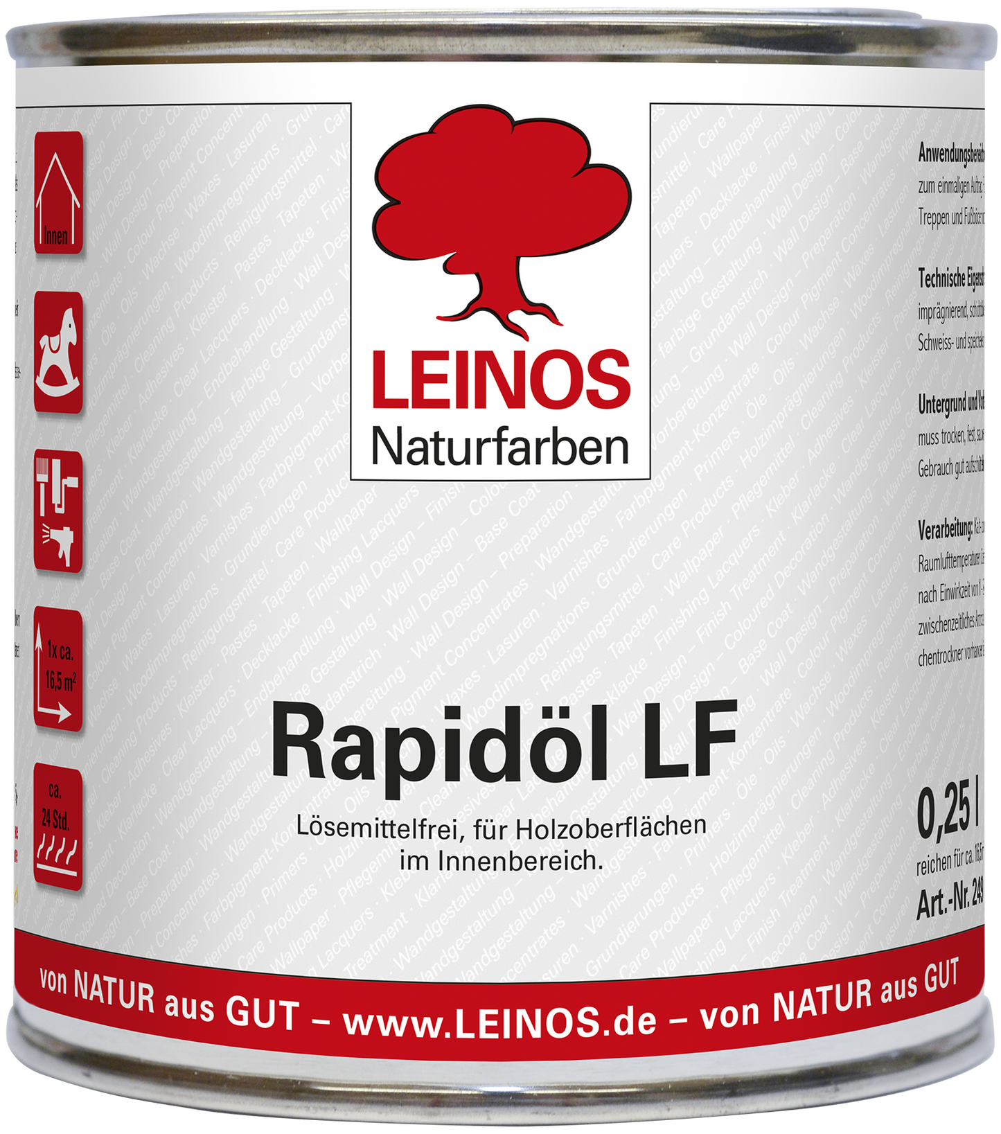 LEINOS Rapidöl LF 249 0,25 l – lösemittelfreie Öl-Wachs-Kombination für Holz, schnelle Einmalbehandlung & Reparatur, pastös, sehr gut polierbar, für wenig beanspruchte Holzoberflächen