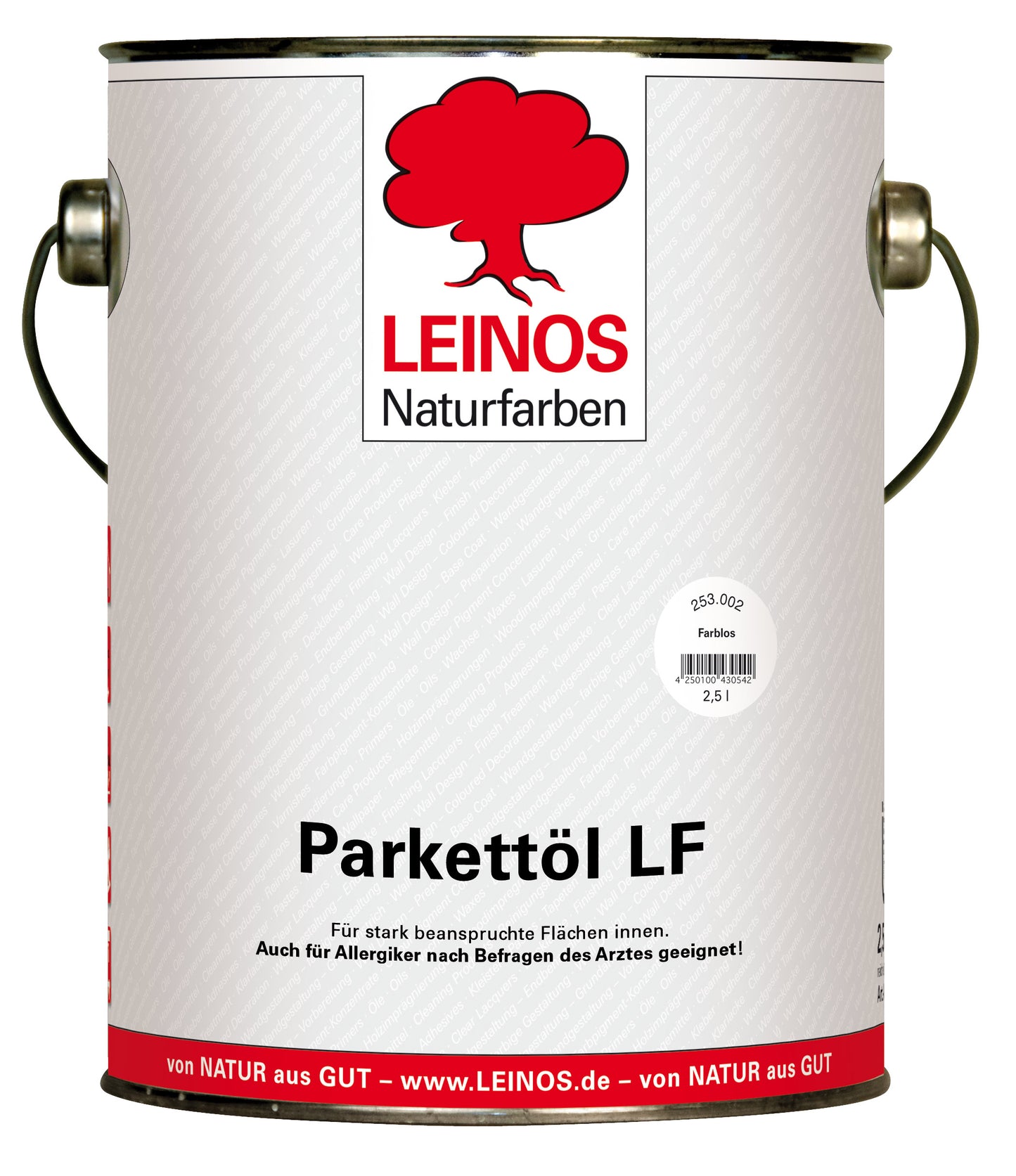 LEINOS Parkettöl LF 253 farblos 10 L – Profi-Parkettöl für Innen, lösemittelfrei, offenporig & atmungsaktiv, natürliche Oberfläche für Parkett, Dielen, Massivholzboden & Kork – geruchsarm & diffusionsfähig