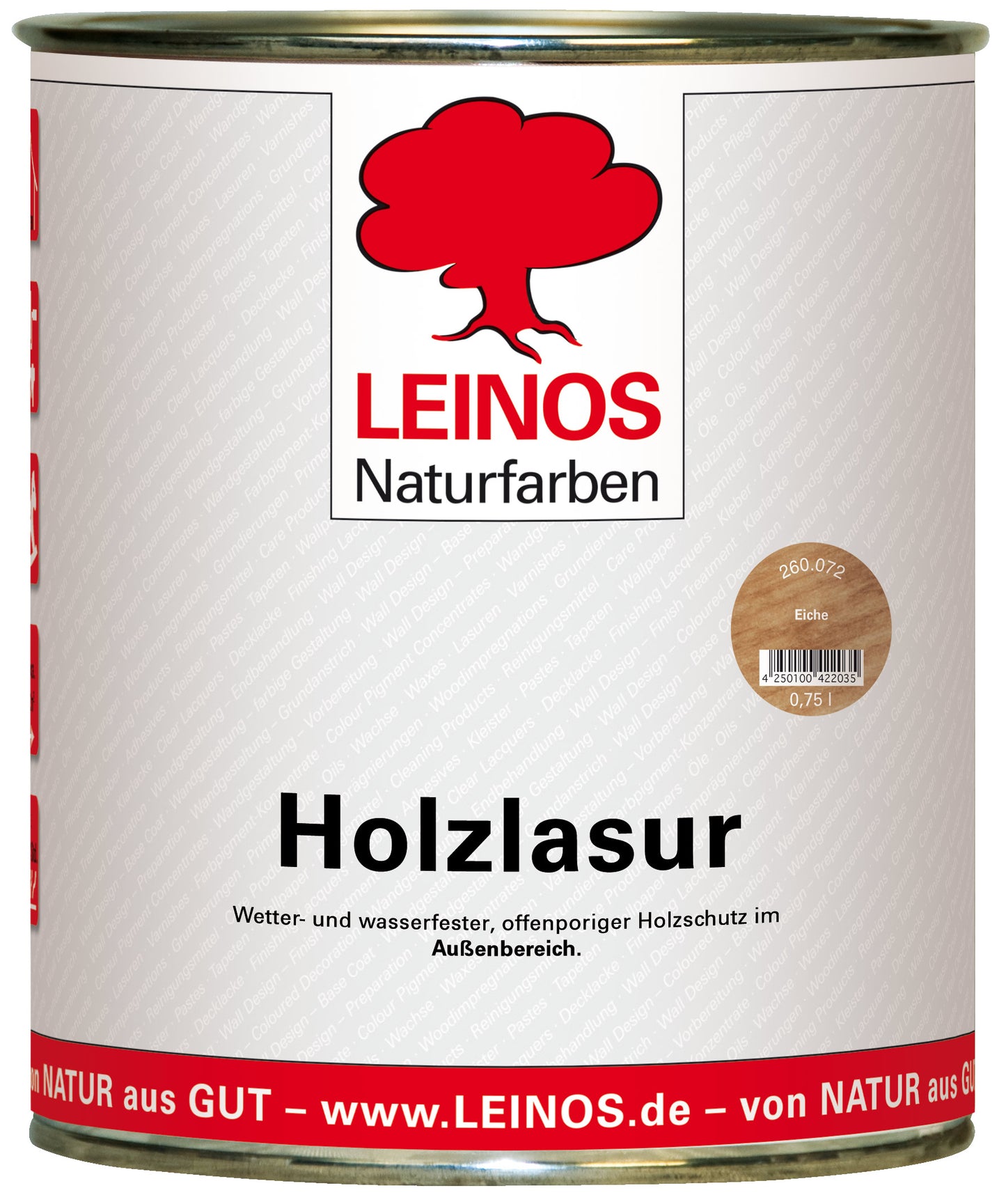 Wetterfeste Holzlasur für außen 072 Eiche 0,75 l – offenporiger Holzschutz mit Filmschutz gegen Pilzbefall – für Fenster, Türen, Zäune & Pergolen – wasserabweisend, lasierend