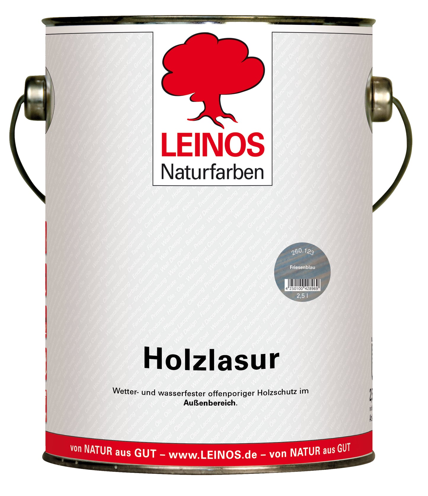 Wetterfeste Holzlasur für außen Frießenblau 2,5 Liter – offenporiger Holzschutz mit Filmschutz gegen Pilzbefall – für Fenster, Türen, Zäune & Pergolen – wasserabweisend, lasierend –