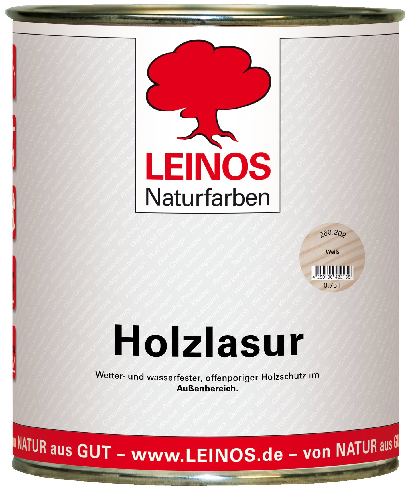 Wetterfeste Holzlasur für Außen 202 Weiss 0,75 Liter – offenporiger Holzschutz mit Filmschutz gegen Pilzbefall – für Fenster, Türen, Zäune & Pergolen – wasserabweisend, lasierend
