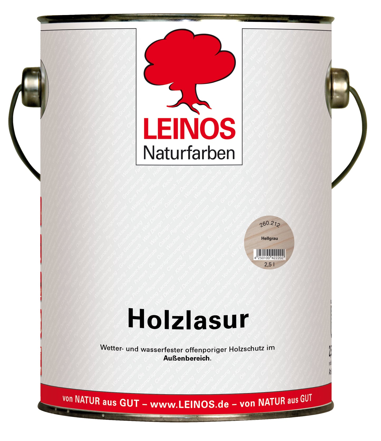 Wetterfeste Holzlasur für Außen 212 Hellgrau 2,5 Liter – offenporiger Holzschutz mit Filmschutz gegen Pilzbefall – für Fenster, Türen, Zäune & Pergolen – wasserabweisend, lasierend