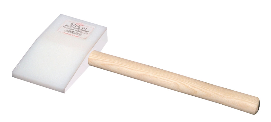 STUBAI Kunststoffhammer keilförmig 155 mm | Hammerkopf 155×85×35 mm aus hochschlagfestem Kunststoff, splitterfrei & kantenabgerundet | geschweifter Eschenstiel, unlackiert & rutschfest