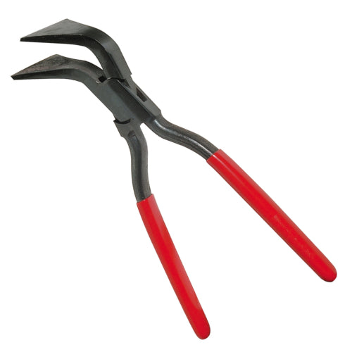 STUBAI Spezialfalzzange 45° gebogen mit 60 mm durchgestecktem Gelenk, vergütete Backen & Maul, abgerundete Kanten, rote Kunststoffbeschichtung, C45 Kohlenstoffstahl, made in Österreich