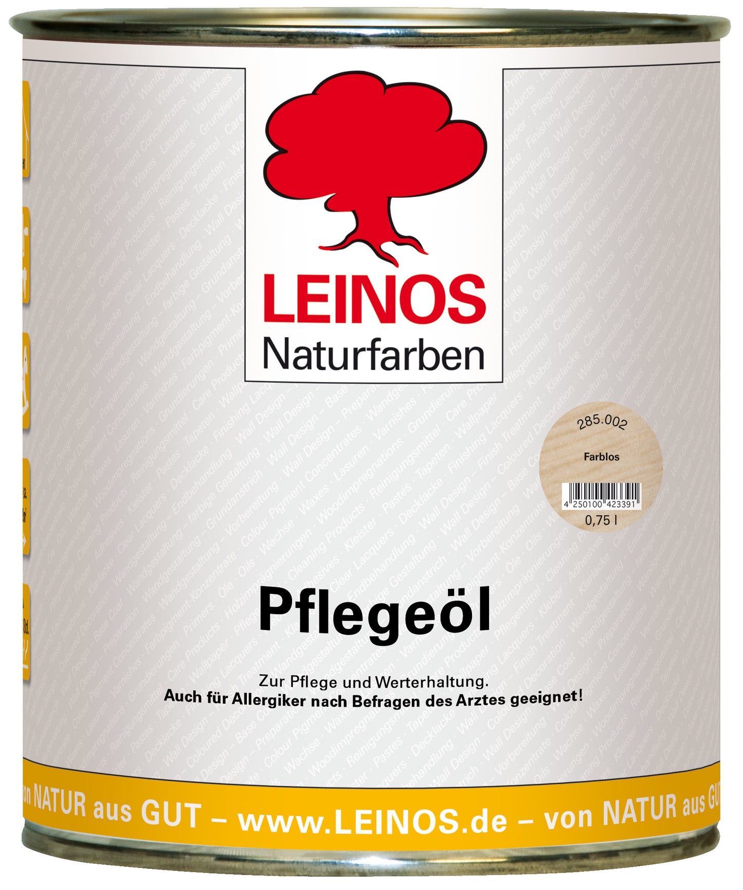 LEINOS 285 Pflegeöl 002 farblos 0,75 Liter | Zur Behandlung aller geölten und gewachsten Flächen wie Holz, Kork und Linoleum im Innenbereich |