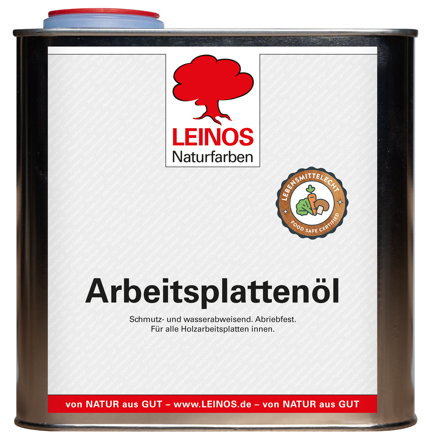 LEINOS 280 Arbeitsplattenöl für Innen 2,5 | Naturöl zur Imprägnierung von Küchenarbeitsplatten, Möbeloberflächen & Kinderspielzeug aus Holz | Speziell für den Küchenbereich, lösemittelfrei