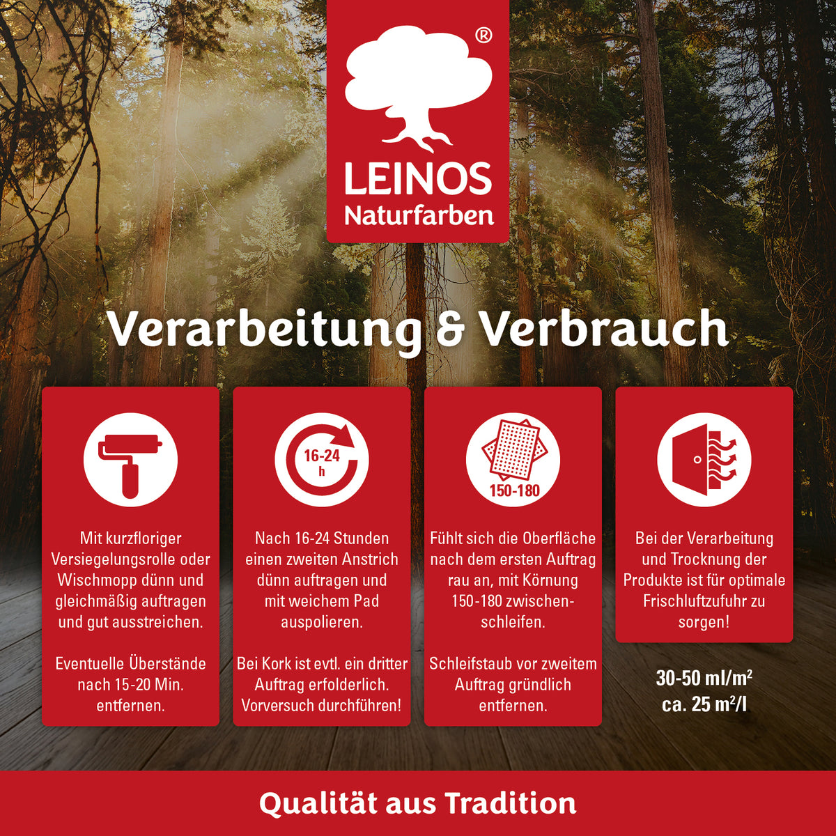 LEINOS Hartwachsöl 290, Nussbaum Dunkel 0,25 l für Holz innen