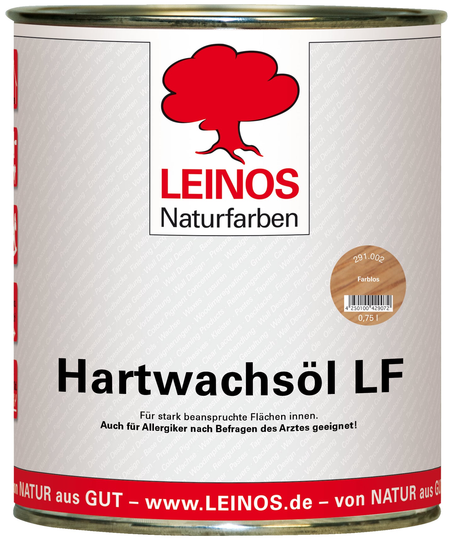 LEINOS Hartwachsöl LF 291 farblos 0,75 L für den Innenbereich– lösemittelfrei für Holz- & Korkböden, Möbel & Innenflächen – seidenmatt, offenporig, wasserabweisend & strapazierfähig –