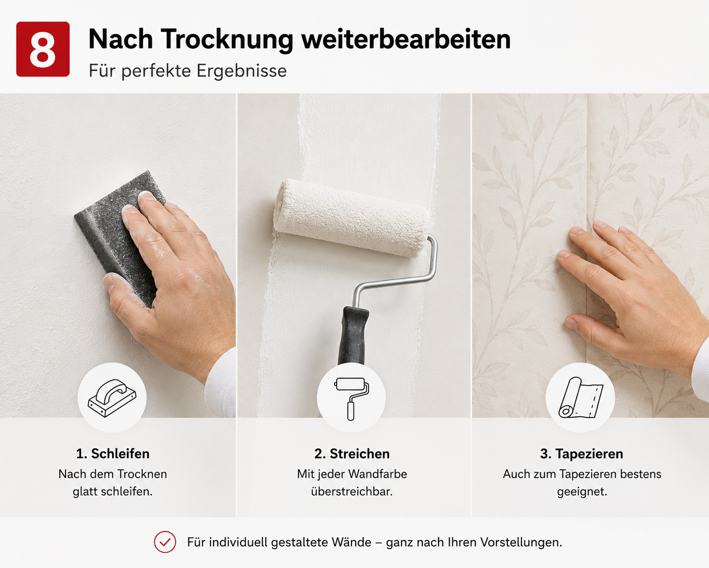 LEINOS Glätt- und Strukturspachtel 684, weiß – Feine Spachtelmasse für Wand & Decke innen, lösemittelfrei, atmungsaktiv, gebrauchsfertig, für Lehmputz, Kalk, Gips, Altanstrich, strukturierbar – 1 kg