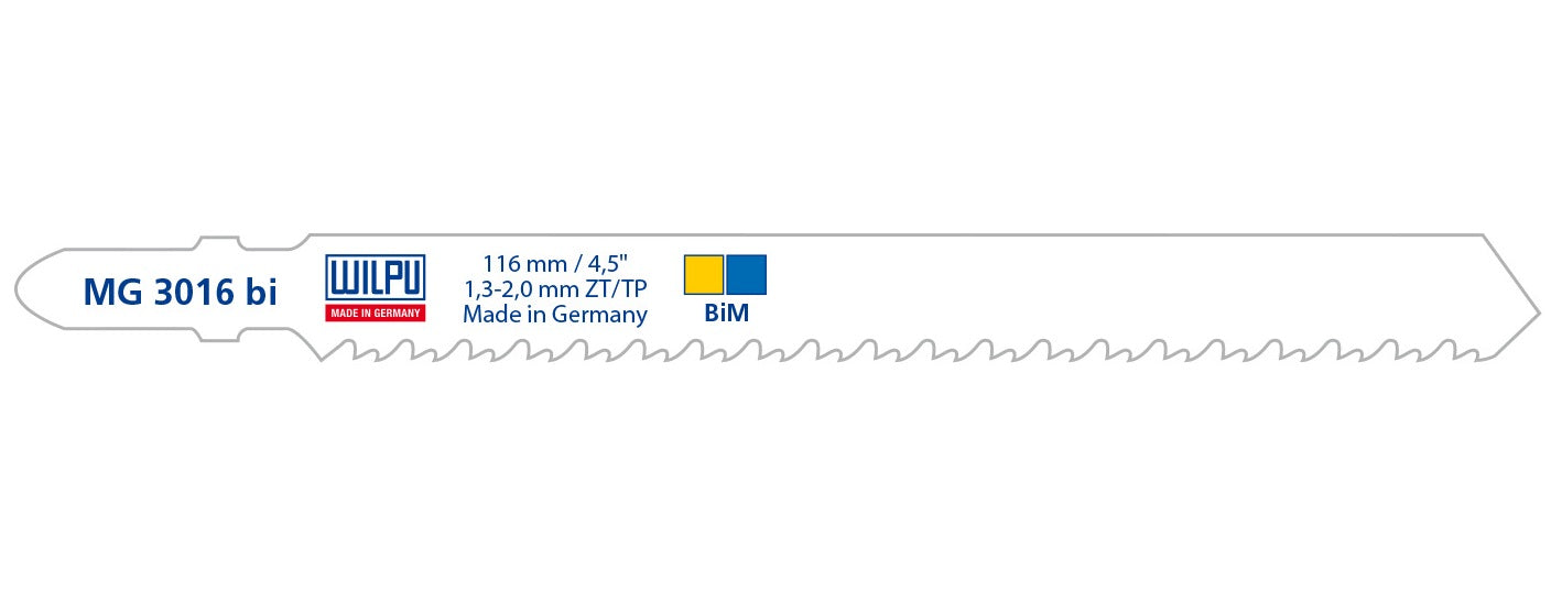 WILPU Stichsägeblatt MG 3016 bi mit Einnockenschaft- / T-Schaft, 5 Stück