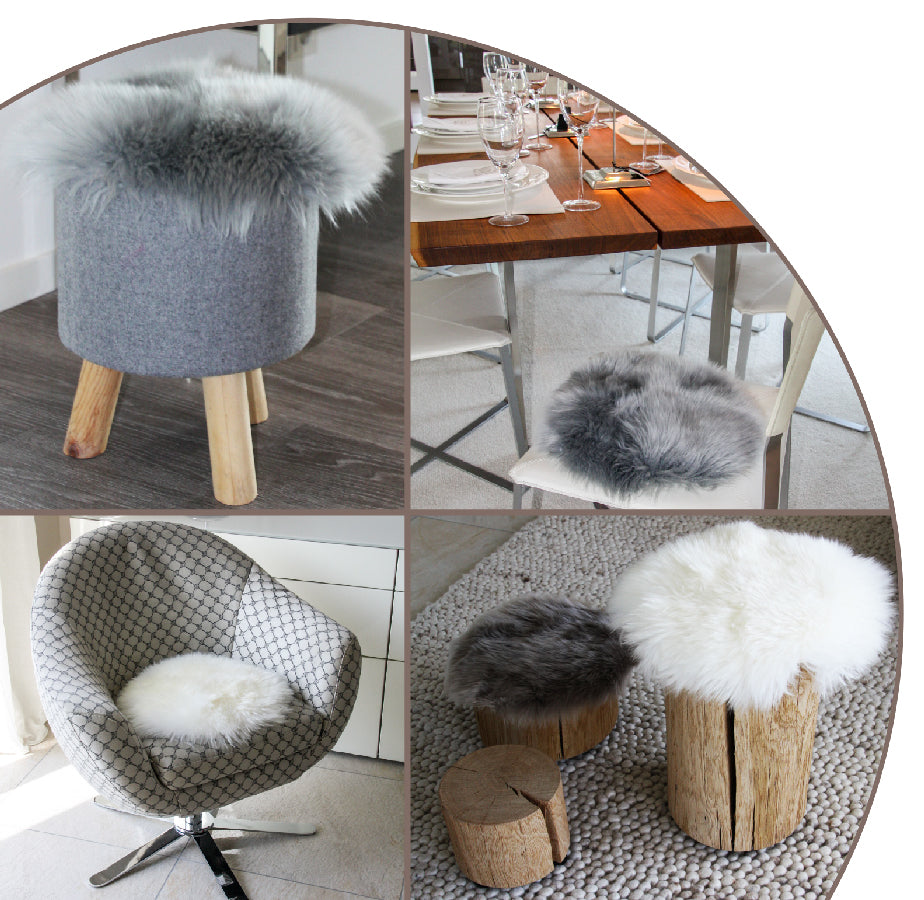 Heitmann Runde Sitzauflagen, Durchmesser Fellmaß ca. 45 cm indigoblau