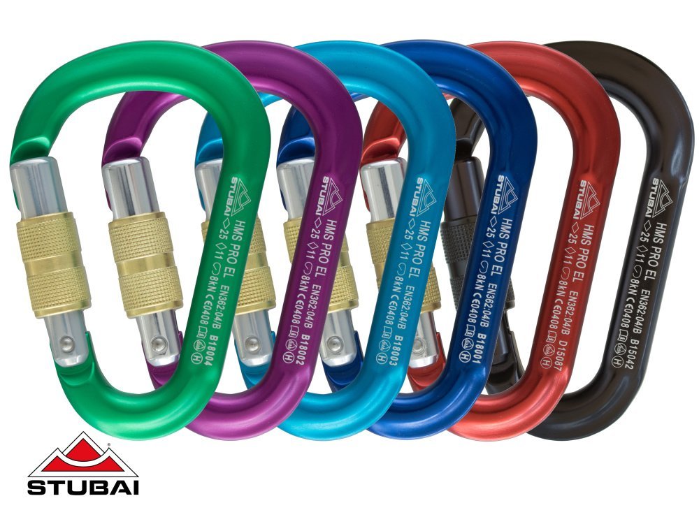 STUBAI HMS Karabiner | Karabiner mit Schraubverschluss, Schraubkarabiner zum Klettern, Kletter-Karabinerhaken, Sicherungskarabiner zum Bergsteigen, Violett