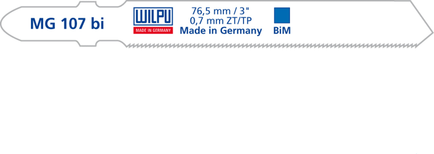 WILPU Stichsägeblatt MG 107 bi mit Einnockenschaft- / T-Schaft, 5 Stück