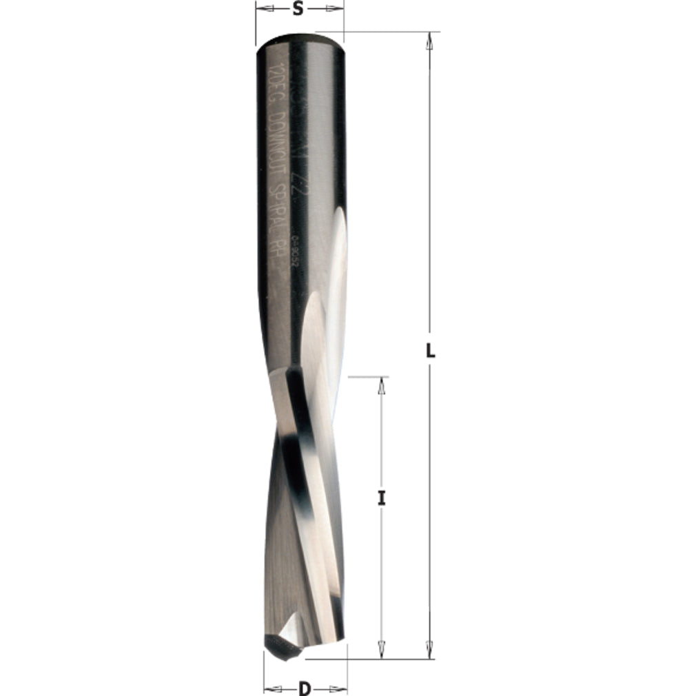 Vollhartmetall Fräser 5x17x60mm S=8mm mit 2 negativ spiralgenuteten Schneiden Z2 Linkslauf