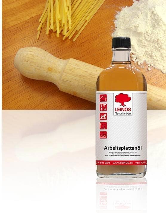 LEINOS 280 Arbeitsplattenöl für Innen 0,75 l | Imprägnierung von Küchenarbeitsplatten, Möbeloberflächen und Kinderspielzeug aus Holz. | speziell Küchenbereich