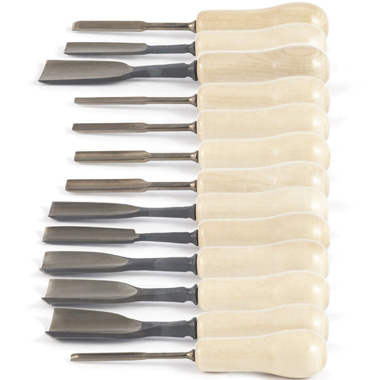 Stubai Geigenbauersatz 13-tlg. – Handgeschmiedete Stemmeisen aus hochwertigem Stahl, Ahornheft – für Neubau & Restaurierung von Geigen, Celli & Streichinstrumenten – Made in Austria