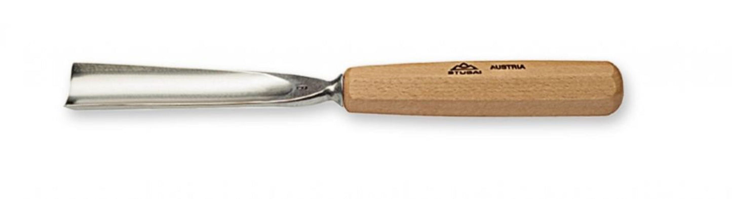 STUBAI Stechbeitel lang Form 9 – Gerades Hohleisen 30 mm – poliert & geschärft – ideal für Figurenarbeiten, Haar- & Wasserdarstellung – hochwertiger Spezialstahl – Made in Austria