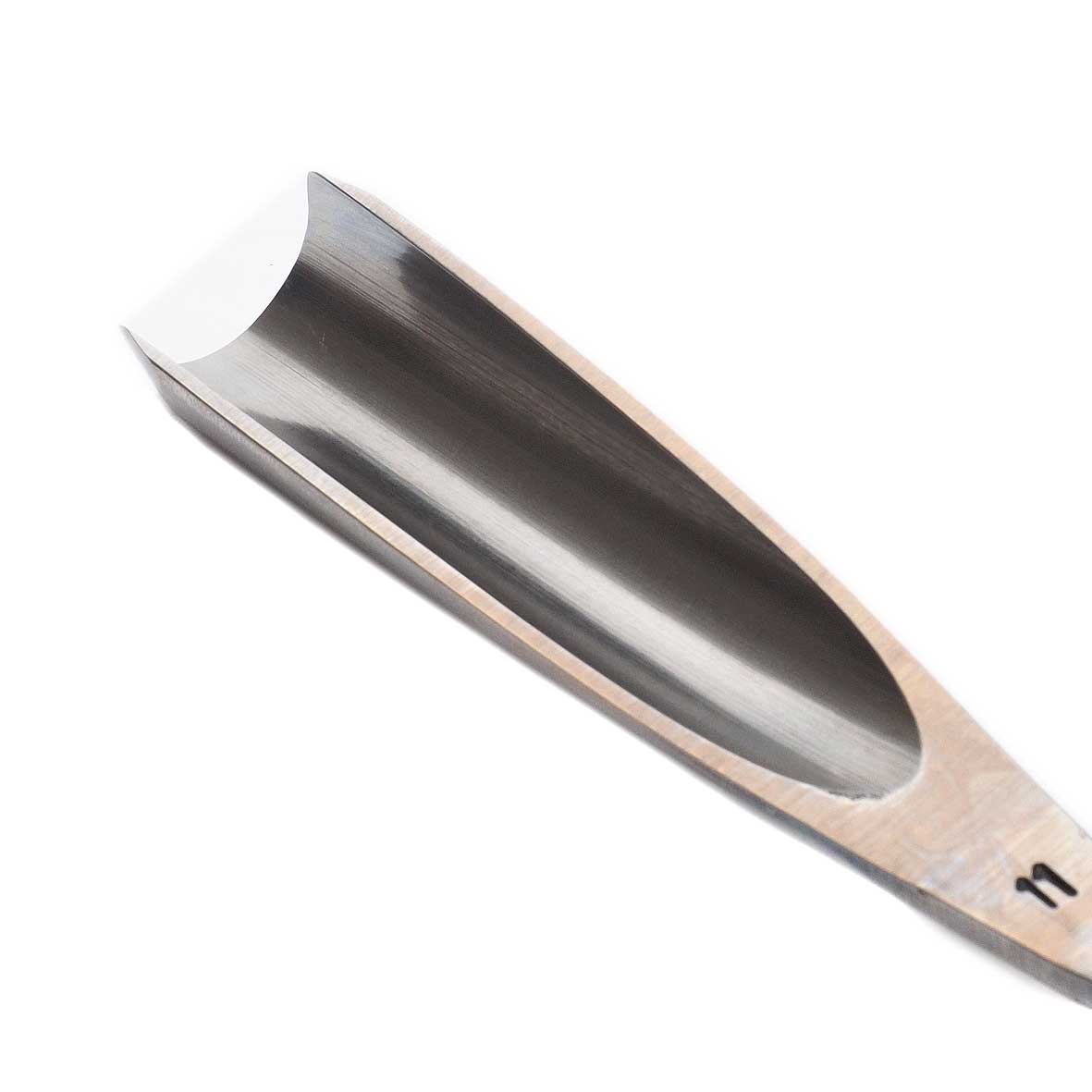 STUBAI Stechbeitel lang Form 11 – Klingenbreite 14 mm, poliert & einseitig geschliffen – für Figurenarbeiten, Profilleisten, Haar- & Wasserdarstellungen – Spezialstahl – Made in Austria