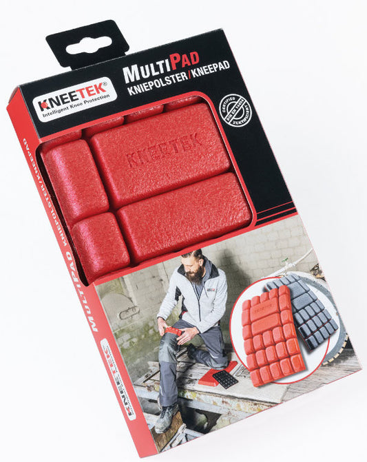 Kneetek MultiPad rot/rot - Einlege-Kniepolster | für Arbeitshosen | wasserabweisend | 250 x 150 x 20mm | 2 Stück, 40g | Einheitsgröße