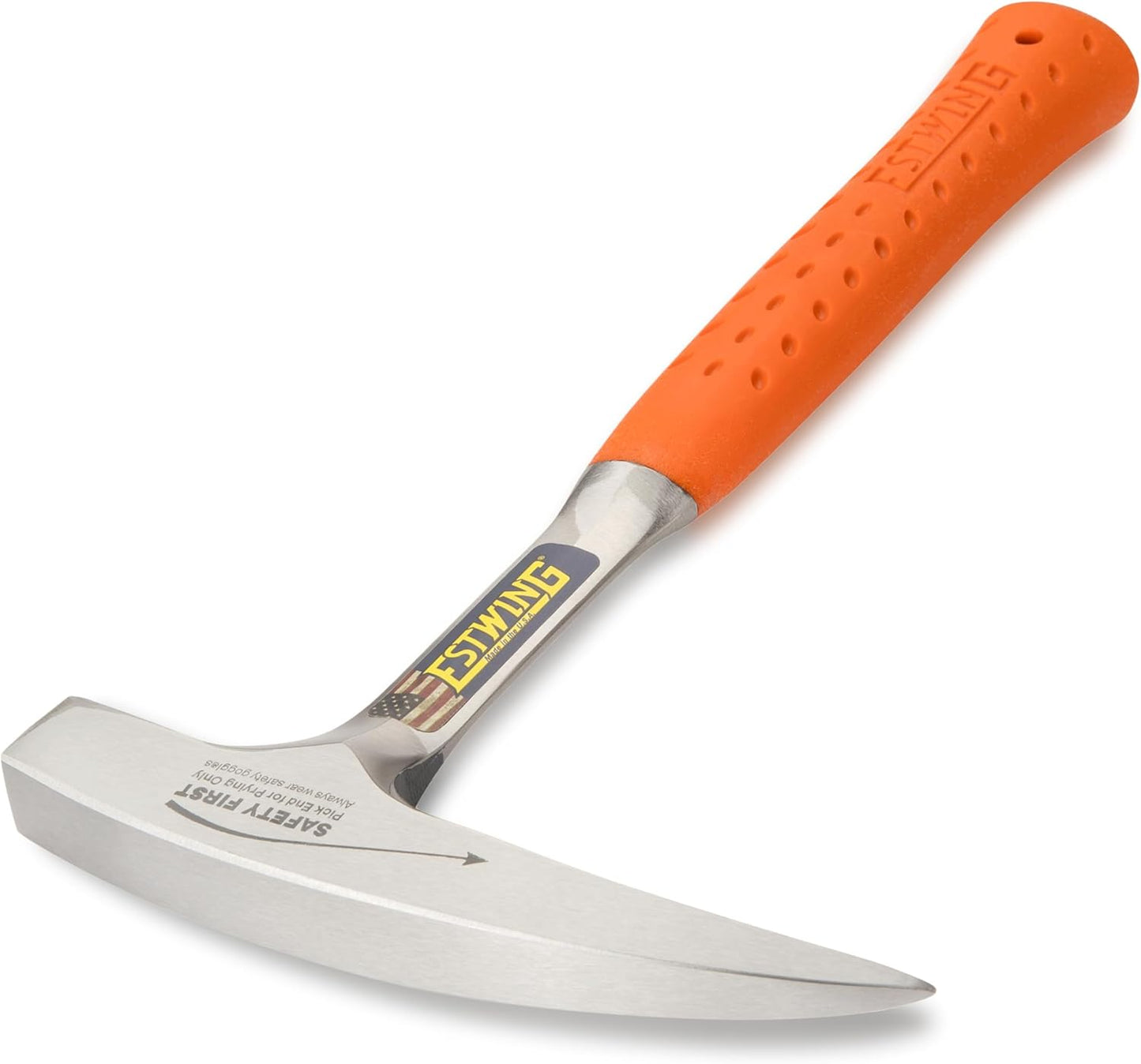 ESTWING Pickhammer mit Vinylgriff, 16x18 mm, 615 g | Geologenhammer aus Stahl | glatte Bahn & Spitze | Rock Pick Hammer | ideal für Gestein, Mineralien, Fossilien & Gebirge