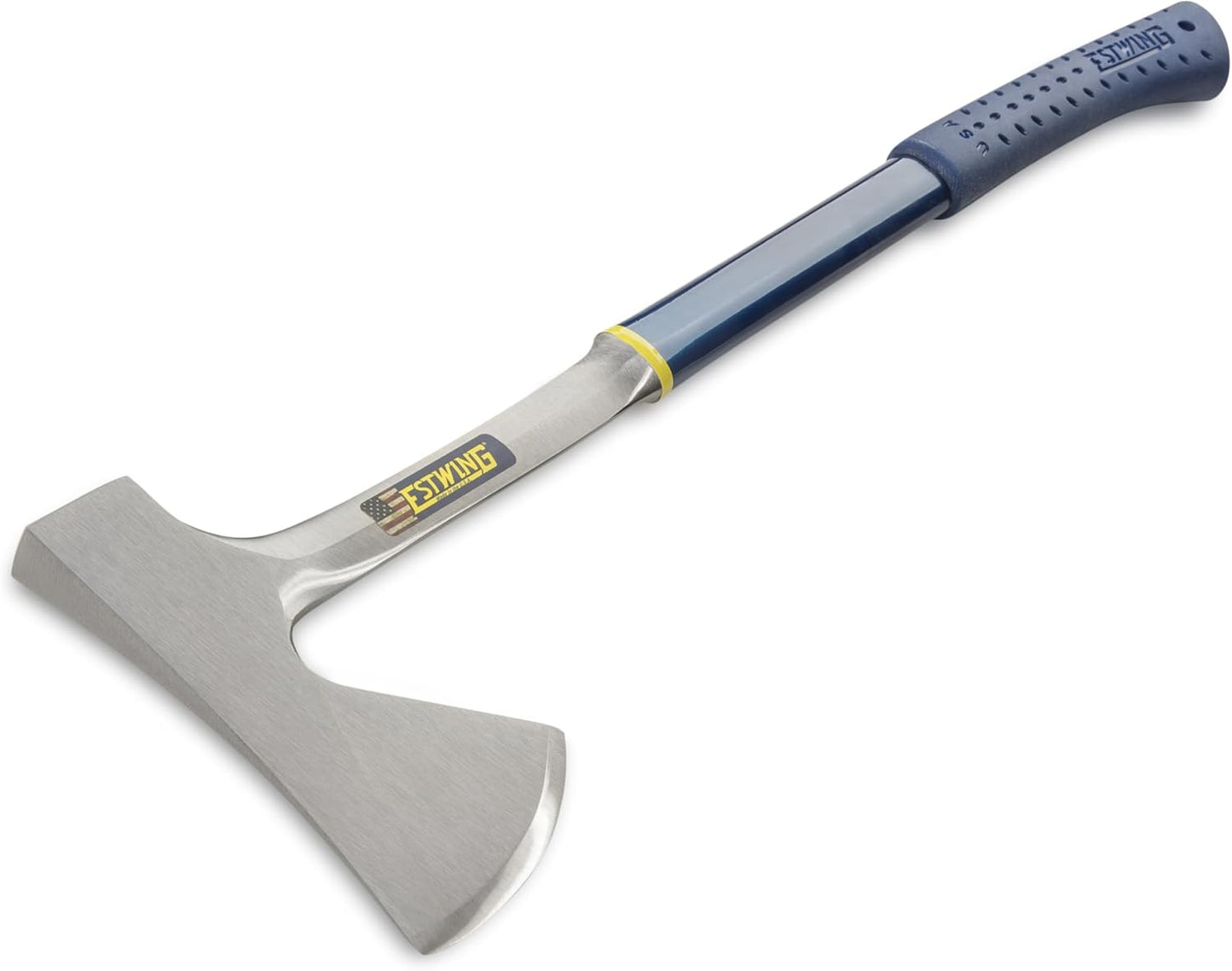 ESTWING Lange Axt mit blauen Vinylgriff, 100mm | Gewicht 1730g | mit Nylon Schutzhülle | Campers Stahl Axe mit Metall-Griff und Nylon Vinyl Shock Reduction Grip