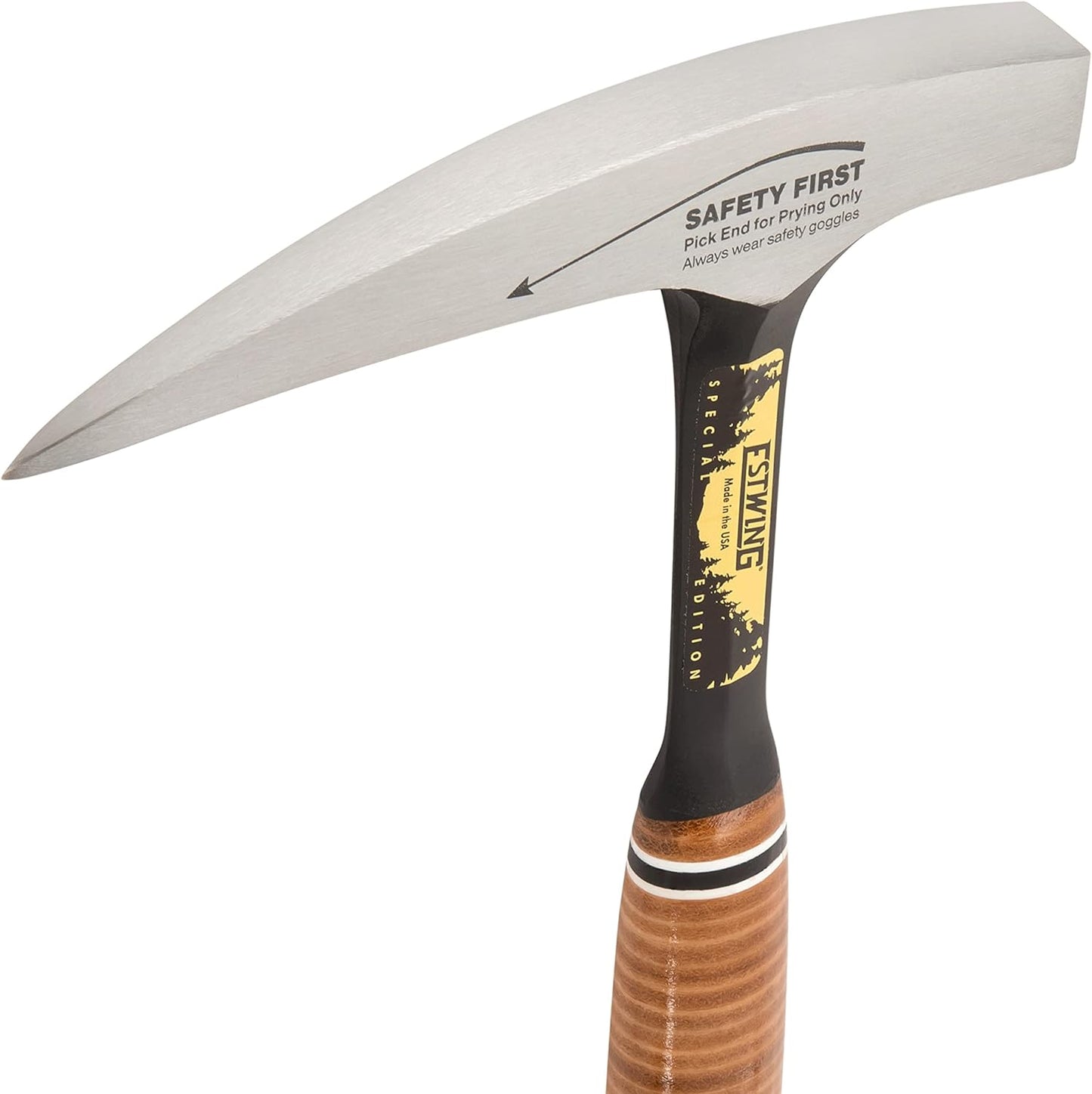Estwing Steinpickel | Pickhammer mit Ledergriff | Special Edition | E30SE | 615g,Kopfgewicht 17x19mm, glatte Bahn | Ideal für Geologen | Länge 320mm