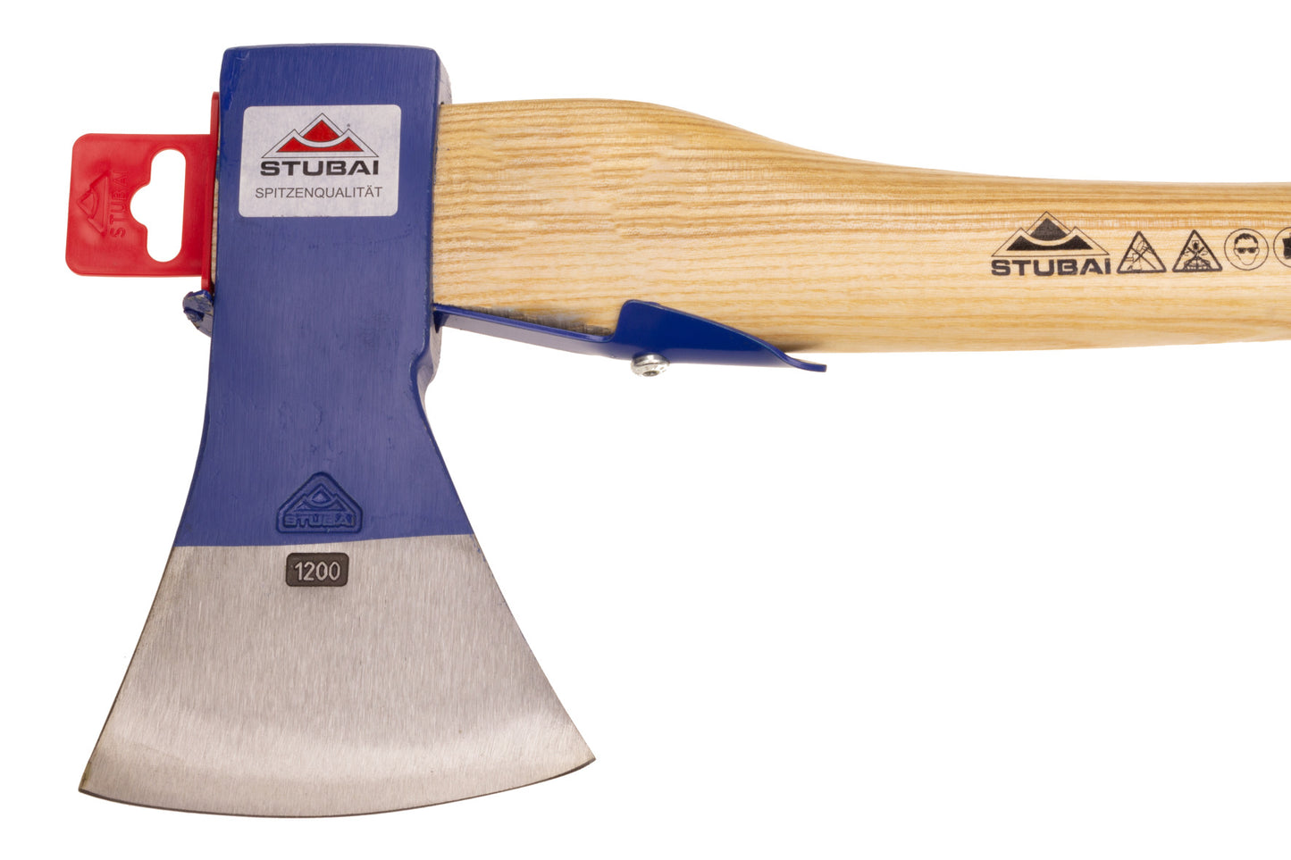 STUBAI Forstaxt Rheinische Form 1200 g | Geschmiedet & poliert | Leichte Spaltaxt & Fällaxt mit geschweiftem Eschenstiel 70 cm | Mit Stielschutz | Ideal zum Einschlagen von Fällkeilen & Holzspalten