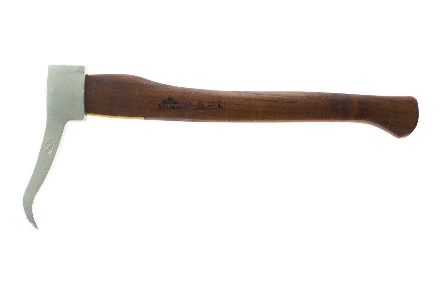 STUBAI HANDSAPPIE Nirolook mit Eschenholzstiel 450 mm – mit Messing-Stielschutz, deutsche Form – zum Aufnehmen, Ziehen und Transportieren von kleineren Holzstücken – robustes Forstwerkzeug