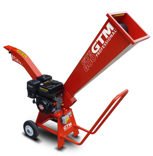 Häcksler 600 mit Loncin G200F Motor 6 PS / 4,4 kW | max. 5 cm Astdurchmesser | Rotorschreddersystem mit 2 PRO-Messern + Gegenmesser | kompakt, klappbar, Profiqualität für Garten & Landschaft