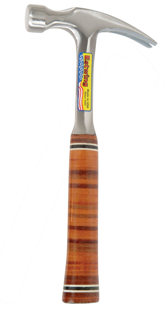 ESTWING Klauenhammer mit Ledergriff, gerade, Ø25mm 450g | mit glatter Fläche | zum Ziehen von Nägeln, Aufbrechen von Brettern, für Abbrucharbeiten