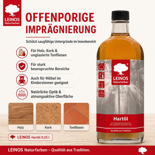 LEINOS Holzöl 250 ml | Hartöl Doppelweiß für Tische Möbel Arbeitsplatten | Teak Eiche Möbelöl für effektive Versiegelung und langanhaltenden Schutz im Innenbereich