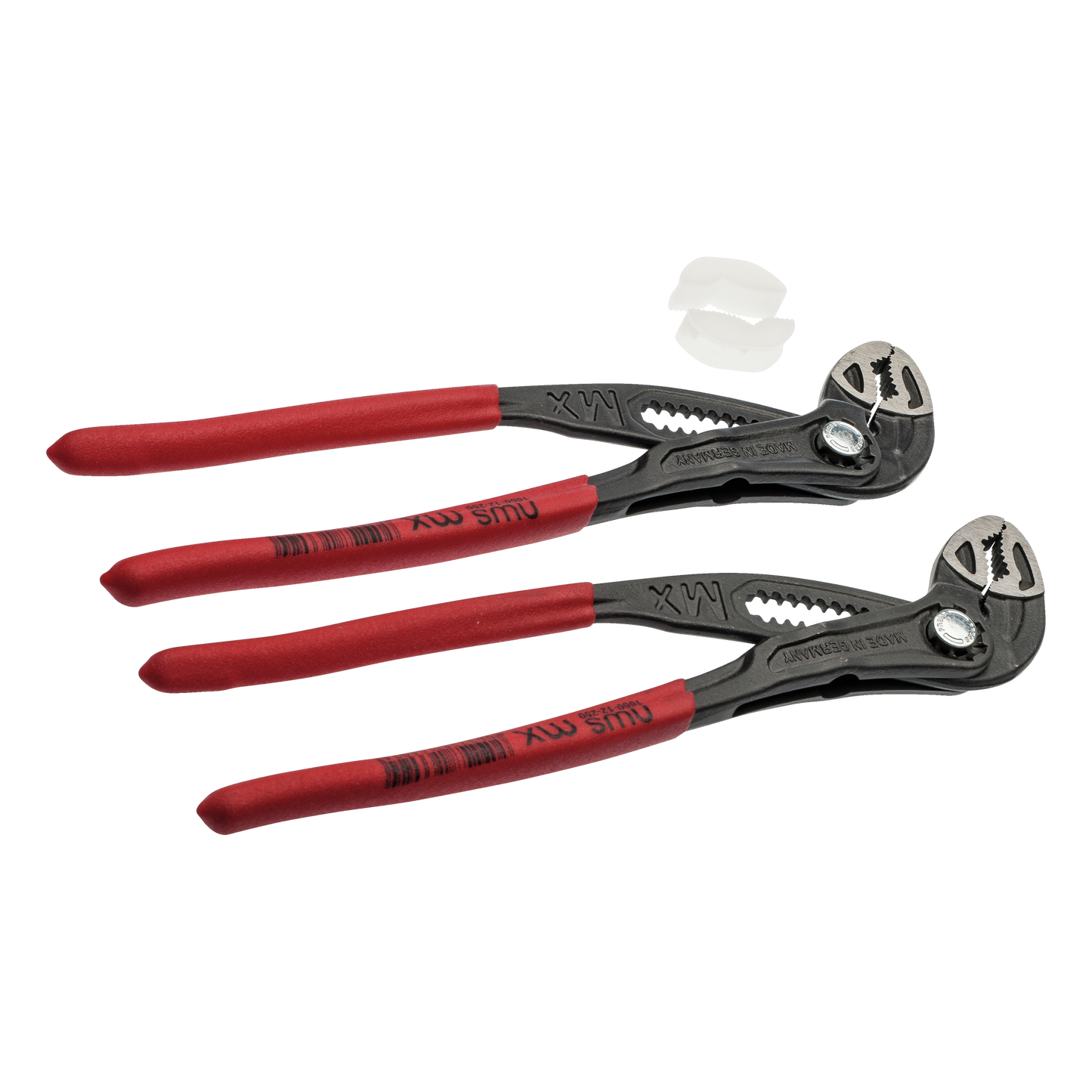 NWS Wasserpumpenzangen-Set | 2x Maxi MX 250 mm mit 50 mm Spannweite + 2x Kunststoffbacken | Ergonomischer Griff | Optimale Kraftübertragung, Greifkapazität 40% über DIN ISO | Art. Nr. 783