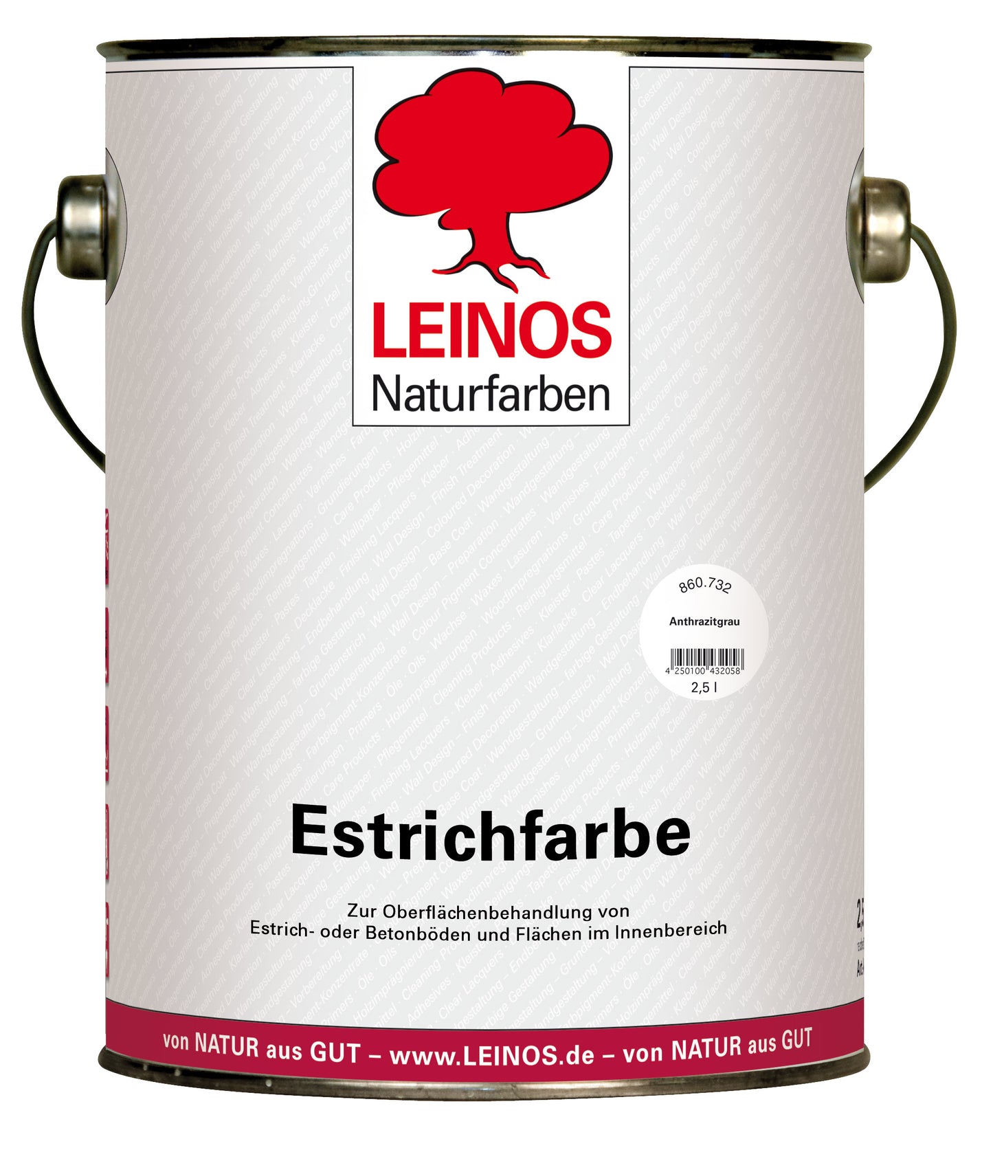 Estrichfarbe 860 | 2,5 Liter | für innen | Schutz & Farbgebung für offenporige Estrich- & Betonflächen | abriebfest, wasserabweisend, speichel- & schweißecht | Anthrazitgrau