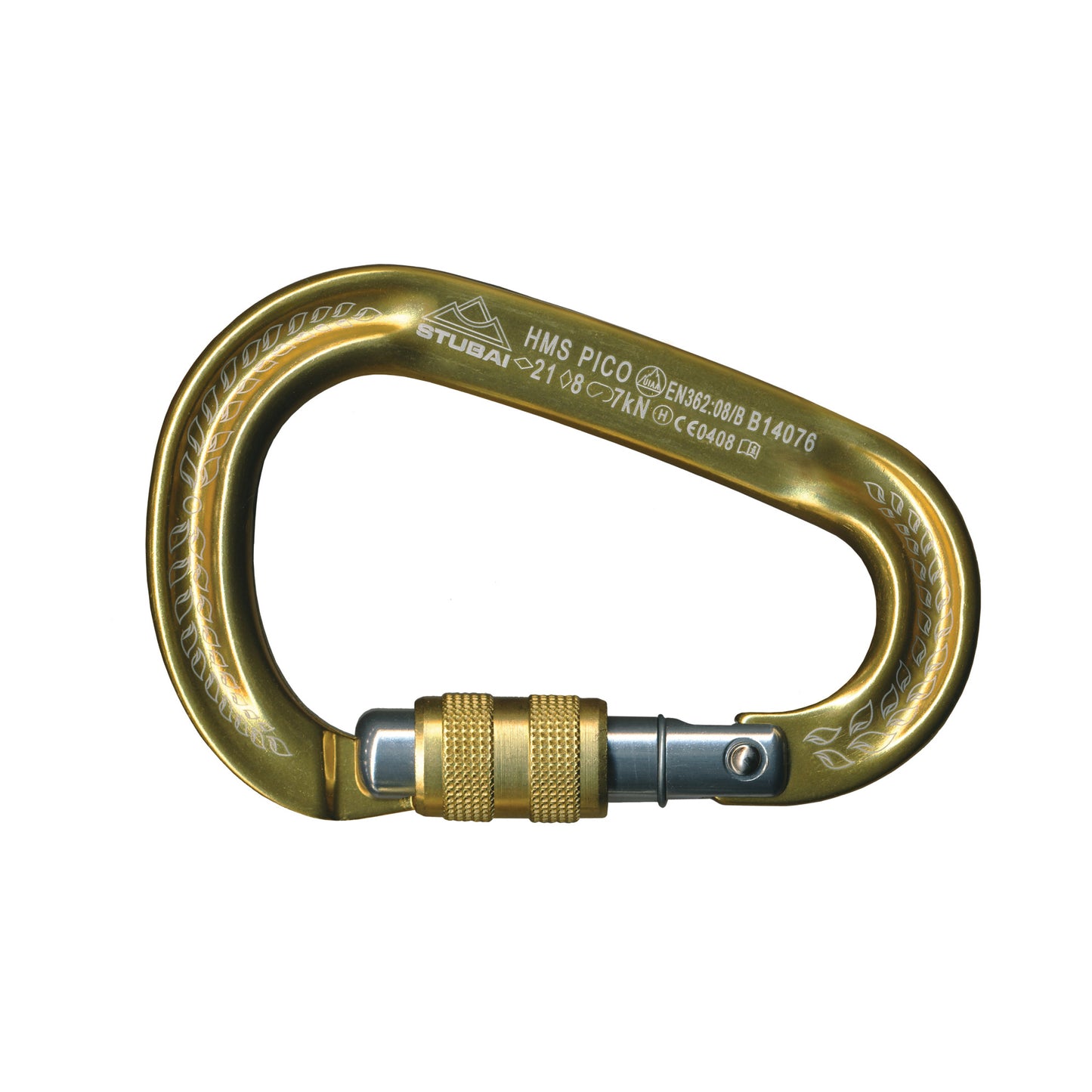 HMS Pico Easylock Karabiner gold | 97 × 65 mm | EN 12275, EN 362, UIAA 121 zertifiziert | 21 kN längs, 7 kN offen, 8 kN quer | Schnapperöffnung 20 mm | Gewicht 60 g | Bergsport & Sicherung