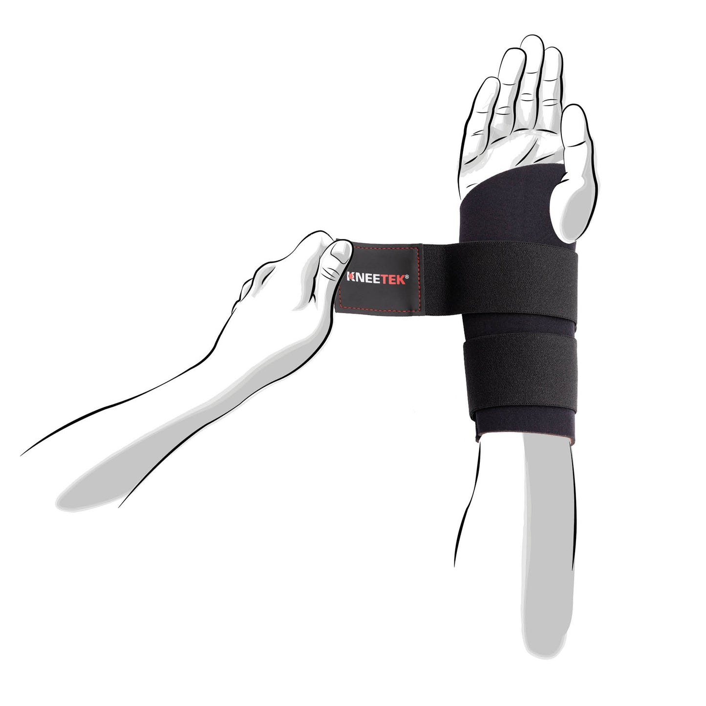 KNEETEK Daumenhandgelenkbandage M | Rechtes Handgelenk | selbstwärmende Handgelenkbandage mit Daumenstütze | elastische Bandage für den Daumen und das Handgelenk zur Kompression und Führung