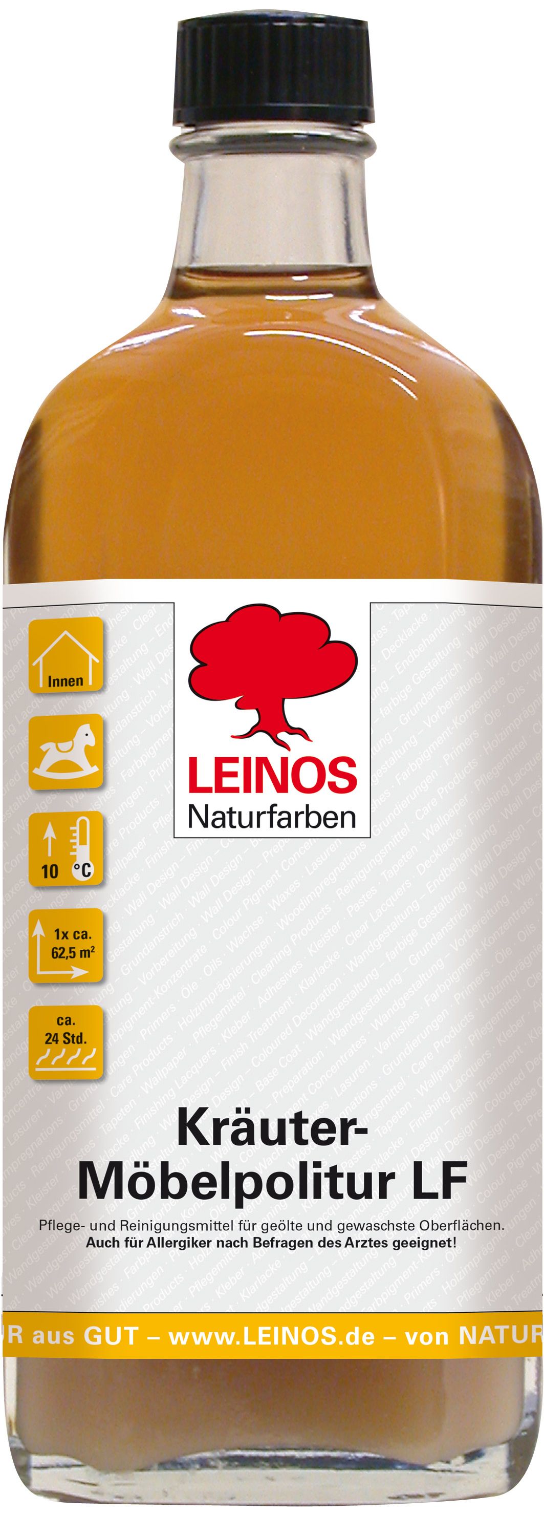 Kräuter-Möbelpolitur LF 911 –Farb- und geruchsneutral, 250 ml Lösemittelfrei, Pflege- und Reinigungsmittel für geölte und gewachste Oberflächen – Veredelung und Pflege für Möbel im Innenbereich –