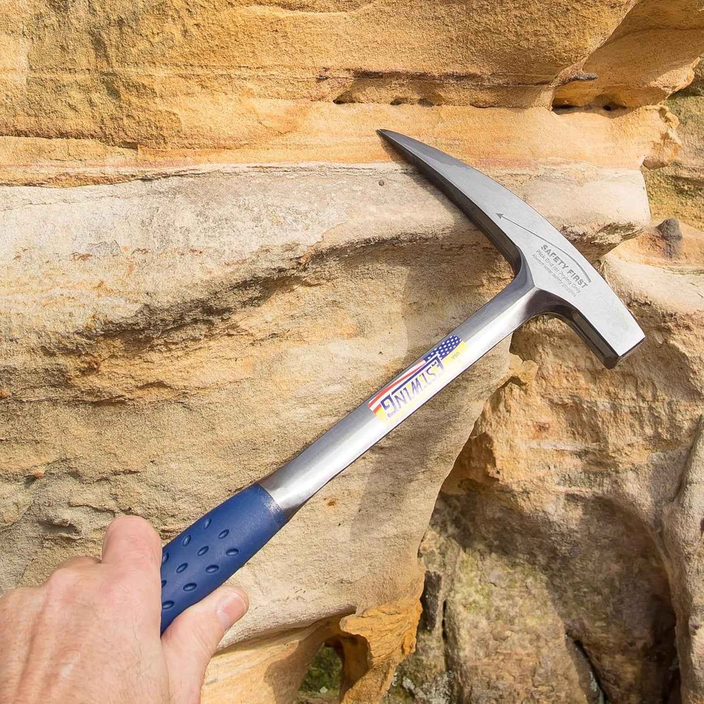 ESTWING Pickhammer mit Vinylgriff, 16x18 mm, 615 g | Geologenhammer aus Stahl | glatte Bahn & Spitze | Rock Pick Hammer | ideal für Gestein, Mineralien, Fossilien & Gebirge