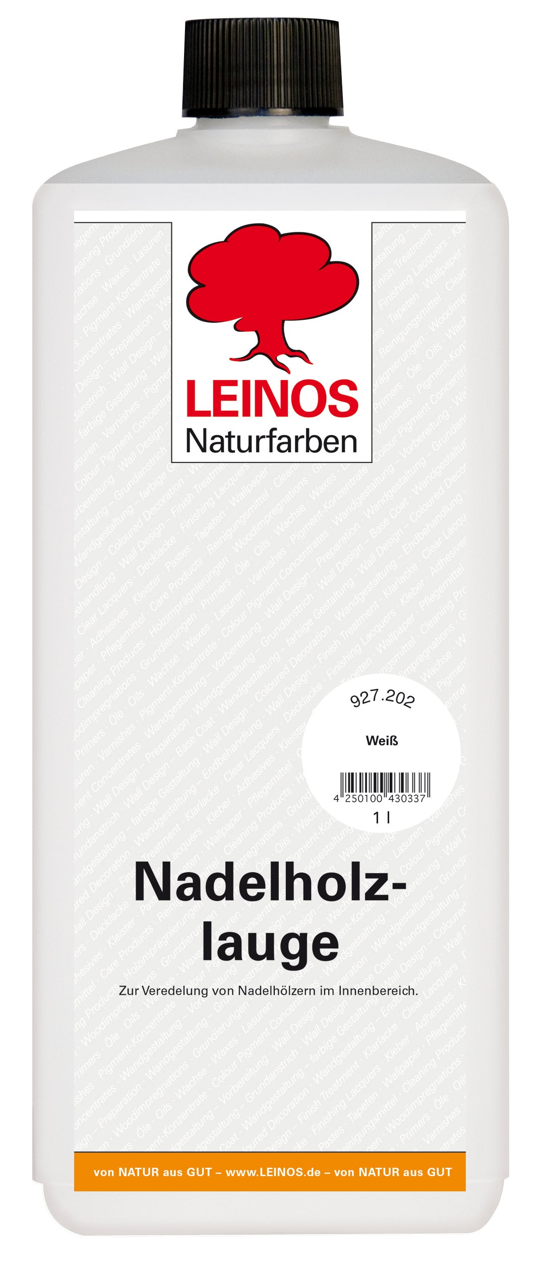 LEINOS 927 Nadelholzlauge 1,00 l weiss | Zur Veredelung von Nadelhölzern im Innenbereich | für Fußböden, Wände, Decken, Türen, Möbel