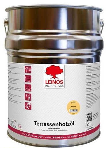 LEINOS Wetterschutzfarbe auf Wasserbasis 855 –10,0 l Maisgelb- Lösemittelfreier, matter Anstrich für unbehandelte Holzkonstruktionen im Außenbereich, ideal für sägeraues Holz
