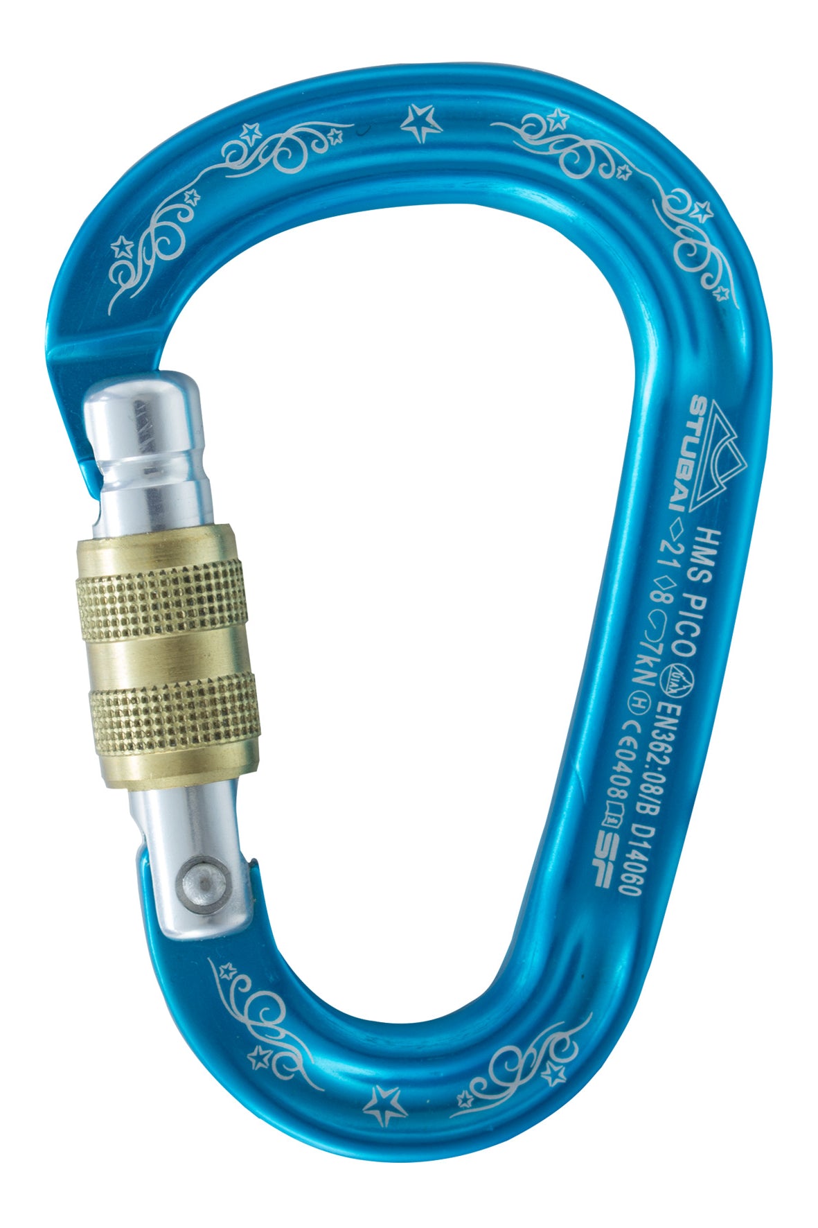 HMS Pico Easylock Karabiner türkis | 97 × 65 mm | EN 12275, EN 362, UIAA 121 | Bruchlast 21 kN längs, 7 kN offen, 8 kN quer | Schnapperöffnung 20 mm | Gewicht 60 g | Sicherung & Klettern