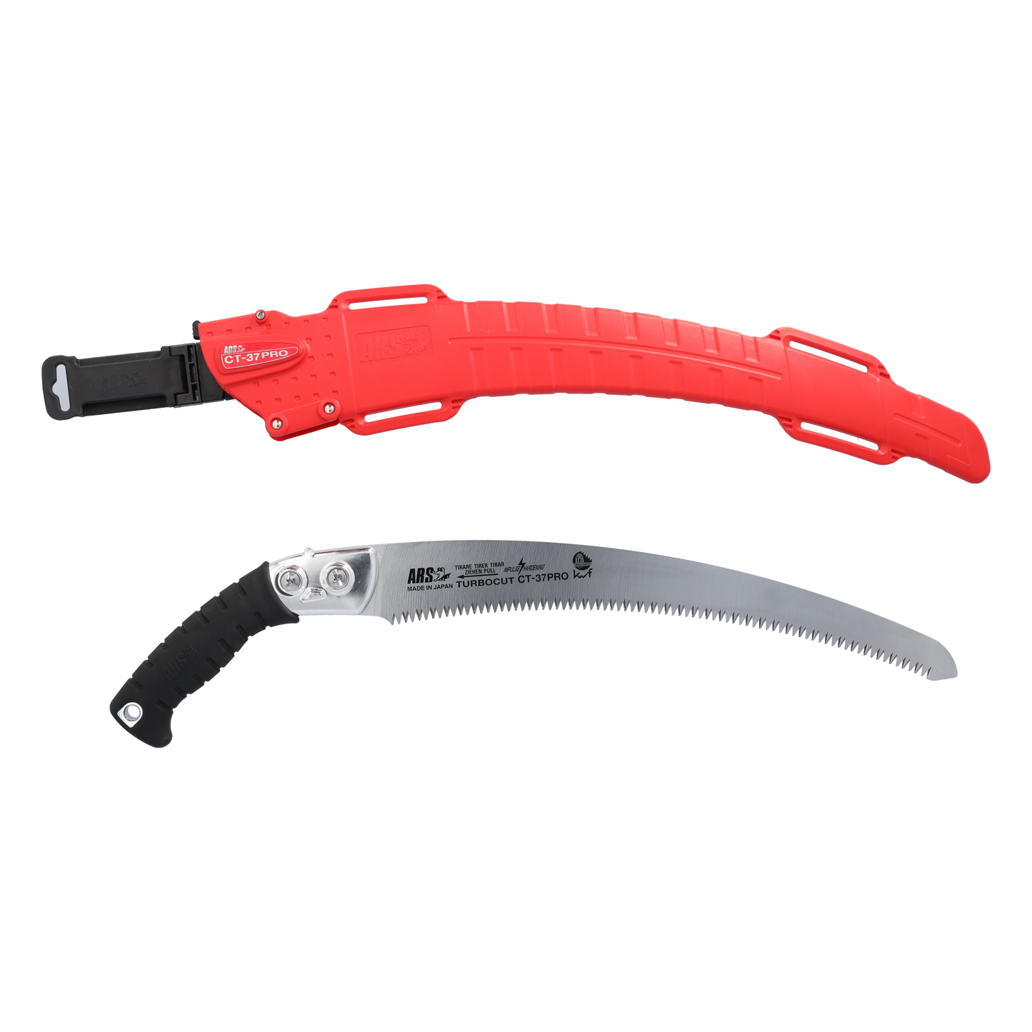 ARS-Handsäge CT-37PRO Zahnweite 4,5mm | 37 cm gebogenes Blatt mit Köcher" | Gesamtlänge: 600 mm | Gewicht: 335 g | Turbocut