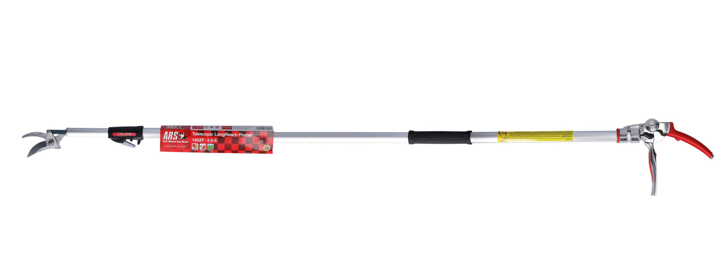 ARS Teleskop-Astschere, Baumschere in 5 Stufen bis 3 m ausziehbarer Teleskoparm, Hochastschere 180ZF-2.0-3D